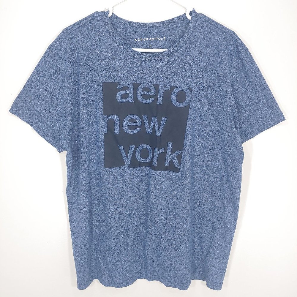 Aeropostale Aero New York Heather Blue Graphic T-Shirt Men's Size Large